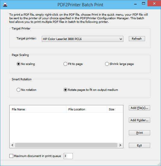 Windows 10 PDF printing batch tool